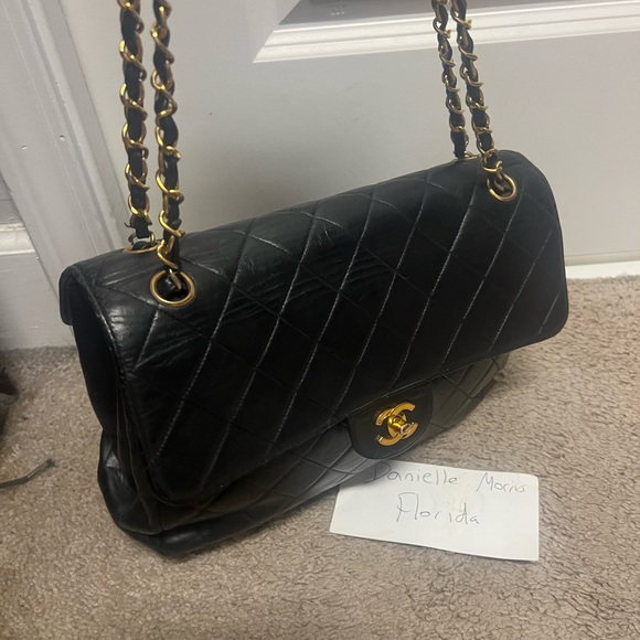 Extremely rare Chanel vintage lambskin two faced double flap bag 18k gold - Picture 15 of 16